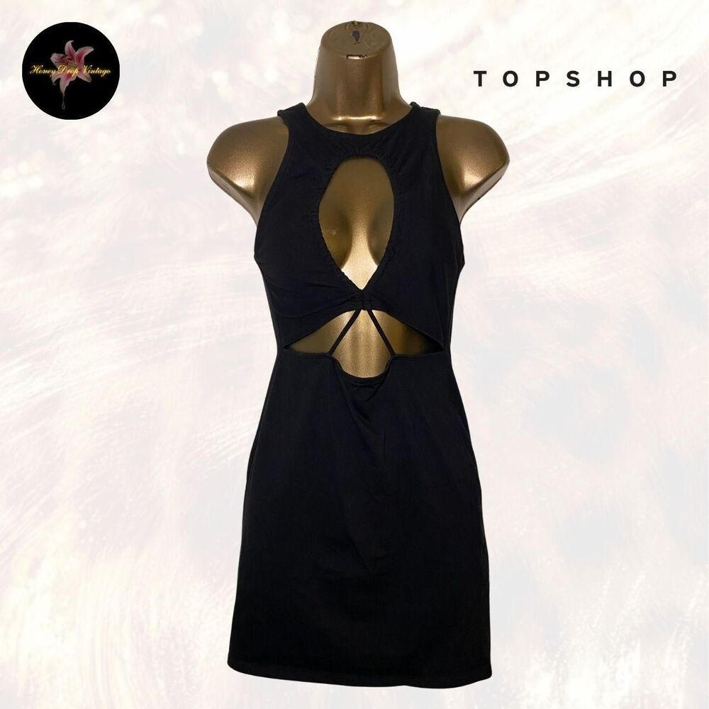 Topshop Cut-Out Jersey Bodycon Mini Dress in Black